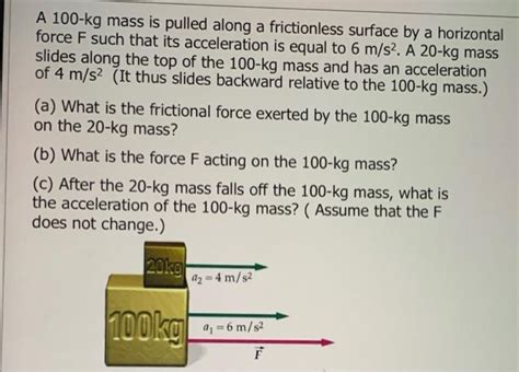 Solved A 100-kg mass is pulled along a frictionless surface | Chegg.com 