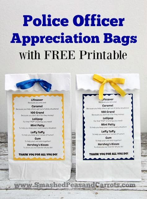 Police Officer Appreciation Bags With Free Printable Smashed Peas