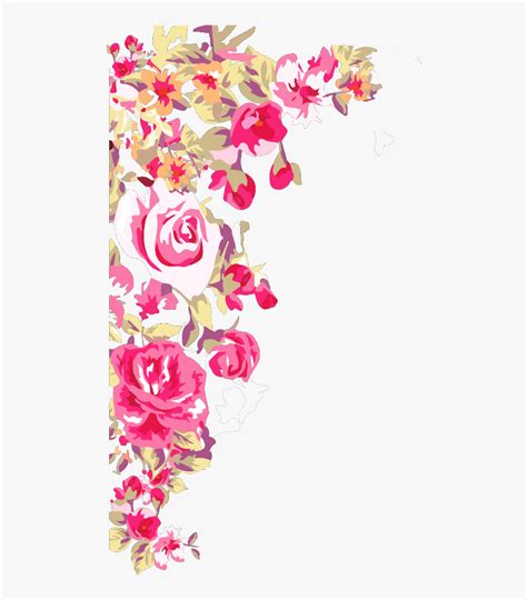 Mq Pink Roses Rose Border Borders - Flower Corner Border Png ...