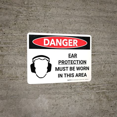 Danger Ppe Ear Protection Must Worn In Area Landscape With Graphic