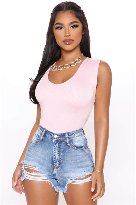 Your Heart Will Go On V Neck Bodysuit Pink Bodysuits Fashion Nova