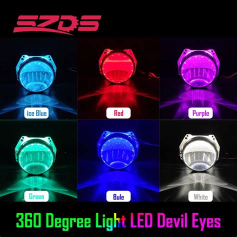 Uk Pair White Demon Eye Car Led Light Devil Eyes Auto Headlight