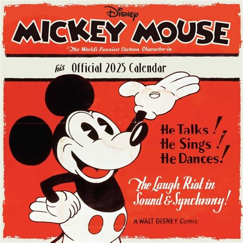 Disney Mickey Mouse Classic 2025 Square Calendar Danilo Promotions