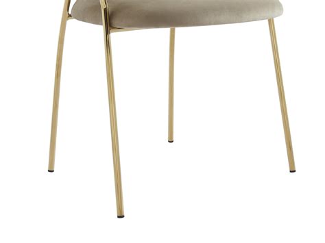 Set Van 6 Stoelen Van Velours En Goudkleurig Metaal Beige MADOLIA