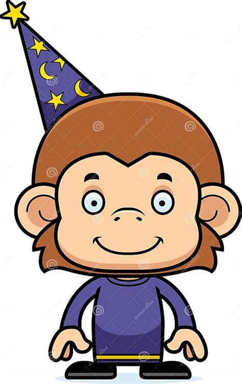 cartoon smiling wizard monkey stock vector illustration  animal