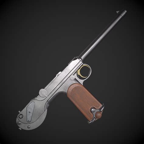 3d Model Borchardt C93 Pistol Vr Ar Low Poly Cgtrader