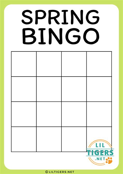 Free Printable Spring Bingo Game Lil Tigers Lil Tigers