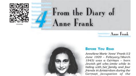 From The Diary Of Anne Frank Class 10 English First Flight YouTube