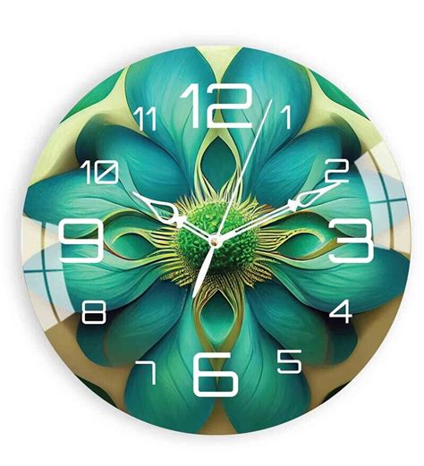 Buy Green Leafy Flower Acrylic Wall Clock By The Next Decor Online Modern Wall Clocks