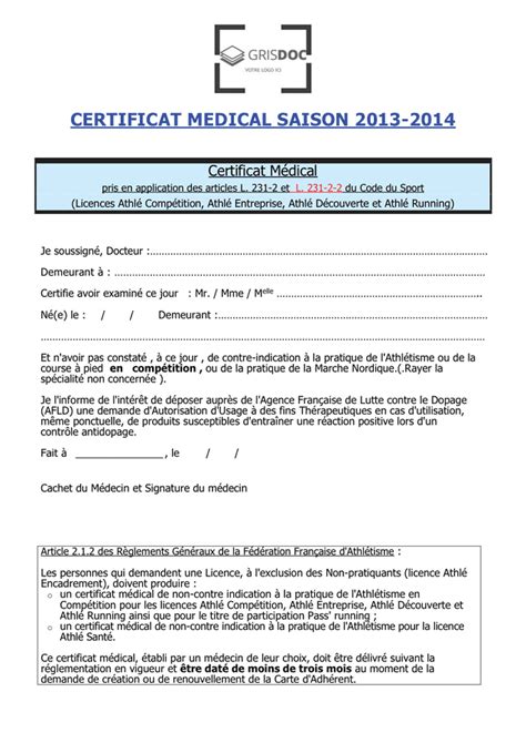 Modele De Certificat Medical