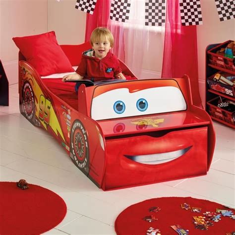 Disney Cars Lit Enfant Flash Mcqueen Avec Rangement Pour Matelas Cm