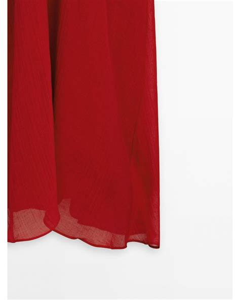 Massimo Dutti Long Strappy Dress With Neckline Detail In Red Lyst