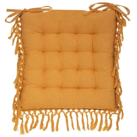 Galette de chaise macramé jaune ocre 40x40 cm Atmosphera créateur