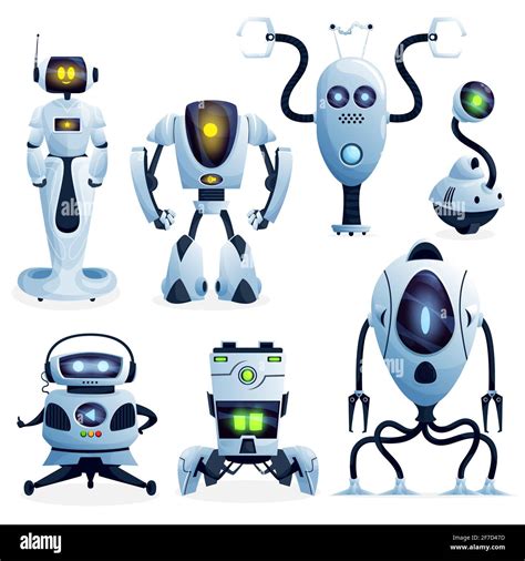 Robots Cartoon Characters And Android Bots Stock Vector Image And Art Alamy