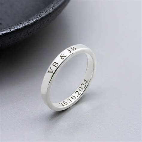 Engraved Men's Ring 3mm | Fast Delivery Crafted by Silvery