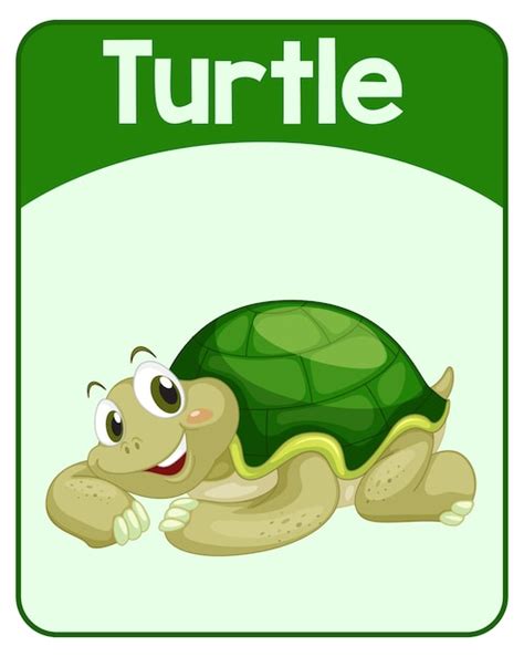 Tarjeta educativa de palabras en inglés de turtle Vector Gratis