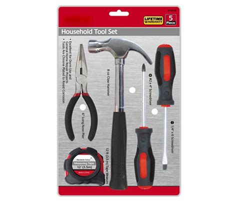 5pc Home DIY Hand Tool Kit Set including Long-Nose Pliers