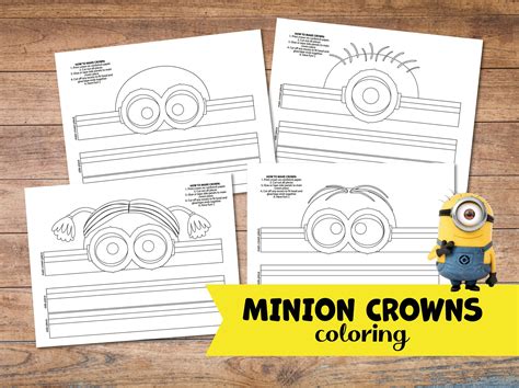 Minon crown coloring, Minion birthday crown, minon mask, DIY minion, minion crown diy, minion ...