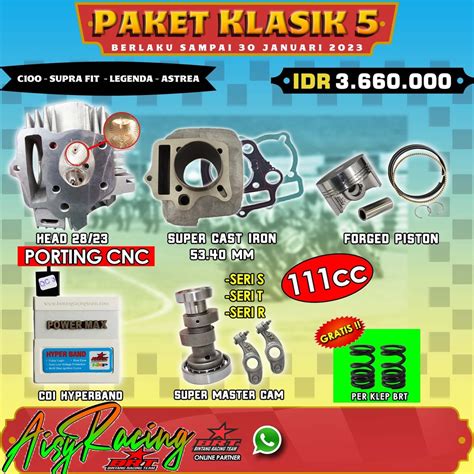 Jual PAKET KLASIK 4 5 BRT BORE UP 111CC C100 ASTREA GRAND