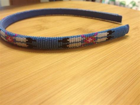 Native American Beaded Headband Light Blue Beaded Headband Native