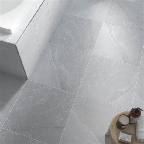 Melford Marble Light Grey Satin Glazed Ceramic Wall Tile 200mm X