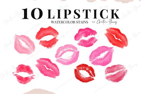 Watercolor Kiss Lips Clipart By Christine Fleury | TheHungryJPEG