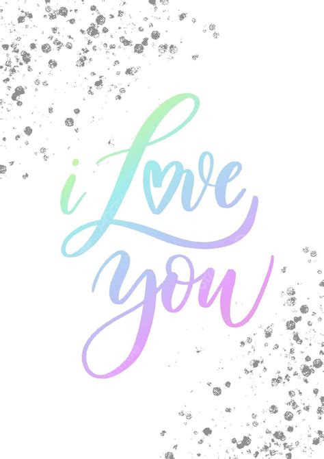 Gradient Vector Background With Splashes And Handlettering Of I Love