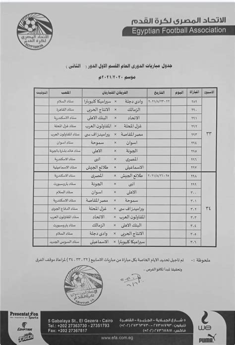 اتحاد الكرة يعلن مواعيد مباريات الدوري المتبقية حتى الجولة الأخيرة