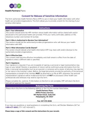 Fillable Online Consent For Release Of Sensitive Information Fax Email