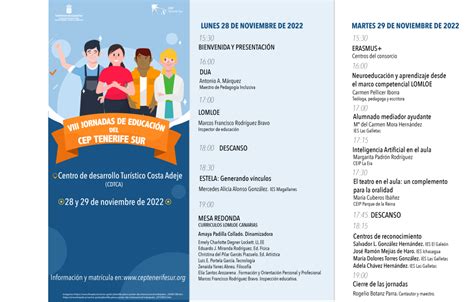 VIII JORNADAS DE EDUCACIÓN DEL CEP TENERIFE SUR CENTRO DEL