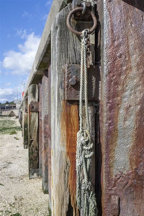 Nautical Rope Hanging From A Wooden Post At Old Leigh Leigh On Sea