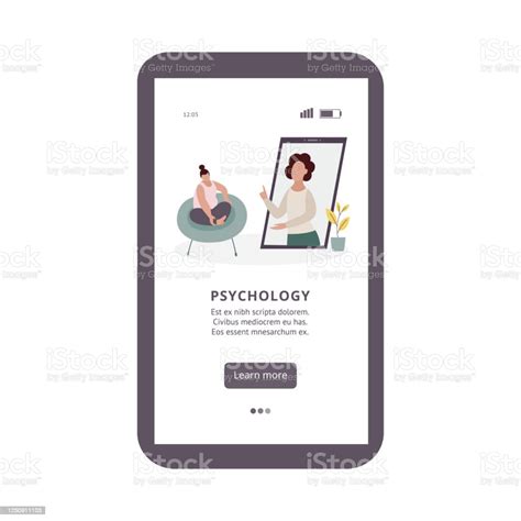 psychology app banner  cartoon psychologist  phone screen