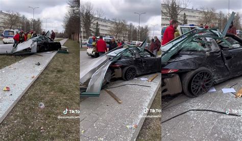 Łódź facet miał wypadek porsche wrył się w przystanek i lamentował