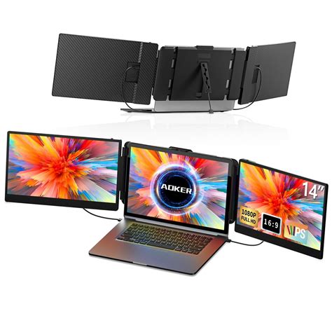 Triple Laptop Screen Extender - 14 Inch Portable IPS FHD 1080P HDMI/USB ...