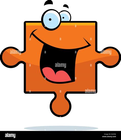 A Cartoon Puzzle Piece Smiling And Happy Stock Vector Image And Art Alamy