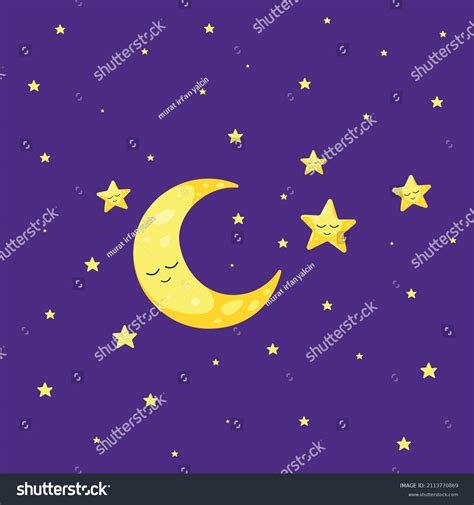 Cute Moon Stars Vector Illustration Stock Vector (Royalty Free) 2113770869