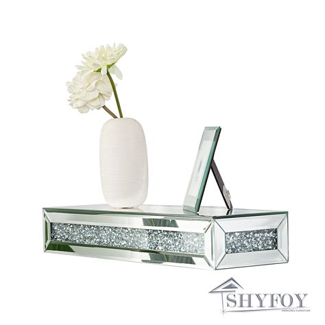 Shyfoy Mirrored Floating Wall Shelf Beveled Mirror Wall Mounted