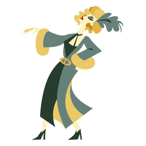 Art Deco Mujer Inclinarse Hacia Atr S Personaje Descargar Png Svg