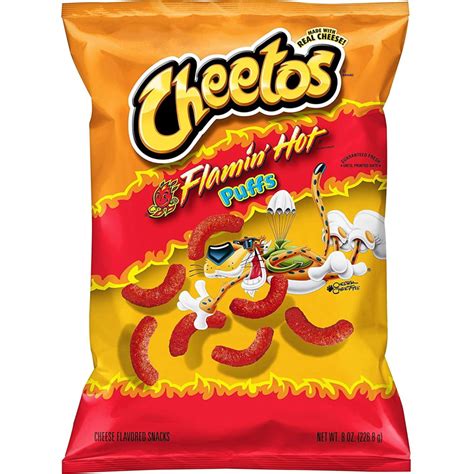 Cheetos Flamin Hot Puffs Cheese Flavored Snacks Bag