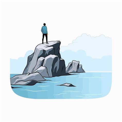 Premium Vector Vector Of A Person Standing On A Rocky Ledge Illustration