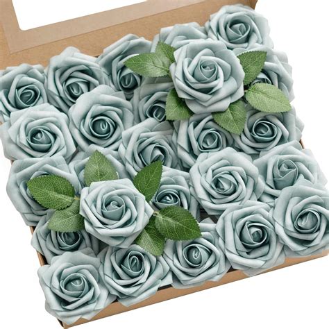 Amazon Ling S Moment Artificial Flowers Dusty Blue Flowers 25pcs