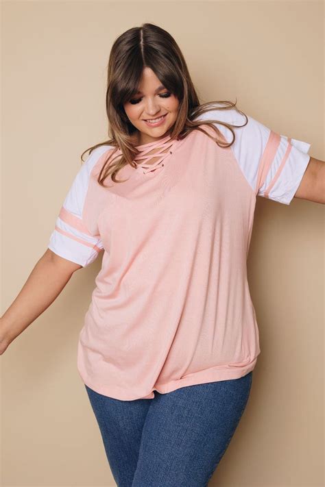 Plus Size Bailey Crisscross Neck Tee Plus Size Tees Fashion