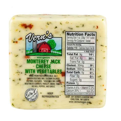 Buy Wisconsin Vegetable Jack Cheese Online | Vern's Cheese