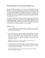 GENETICS PROBLEMS Test Crosses And Sex Linked Crosses Pdf Genetics Problems Test Crosses And