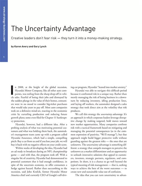 The Uncertainty Advantage | PDF