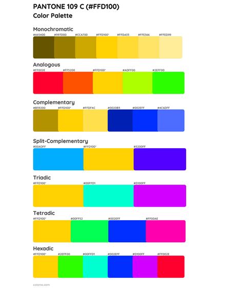 Pantone 109 C Color Palettes