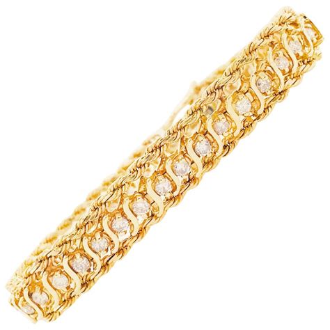 Diamond Tennis Bracelet 1 50 Carat Diamond 14 Karat Gold Rope Chain