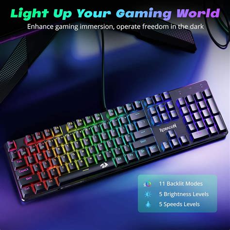 REDRAGON K Wired Mechanical Gaming Keyboard RGB Backlit Keys Programmable Keyboard Hot