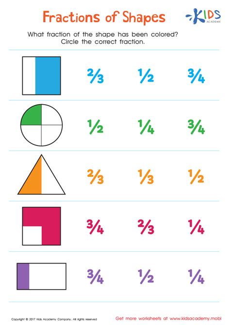 Maths Worksheets For Kids Fractions