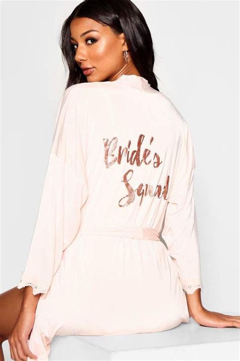 Boohoo Glitter Brides Squad Robe Bachelorette Party Robes Bride